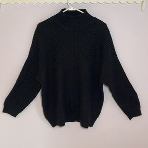 Vince Camuto black, mock neck, drop shoulder, ribbed sweater. Size small.